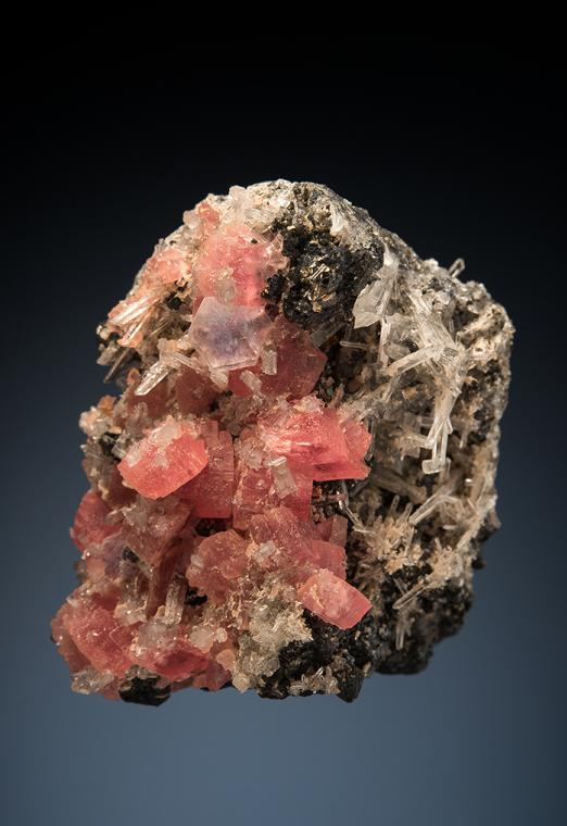 RHODOCHROSITE with APATITE and FLUORITE